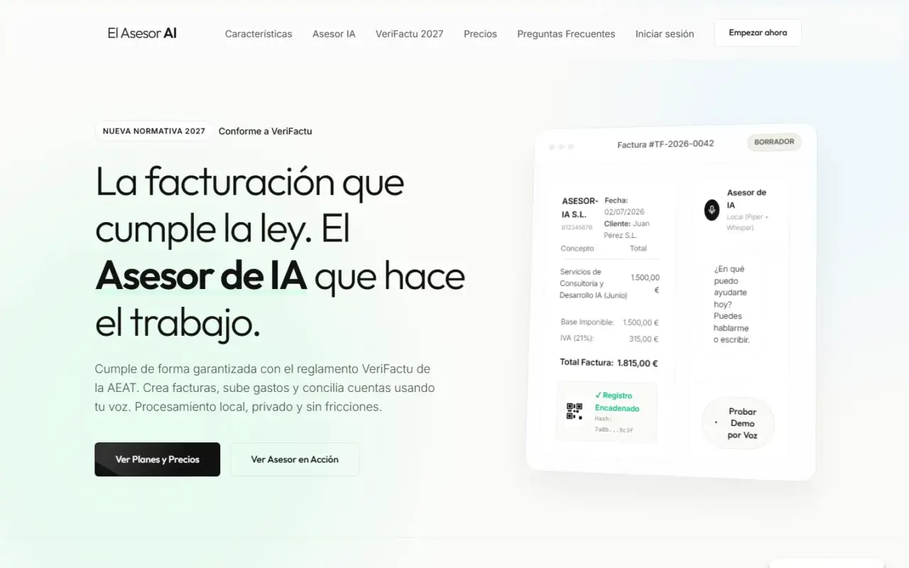 Portada de El Asesor IA: facturación con inteligencia artificial conforme a VeriFactu